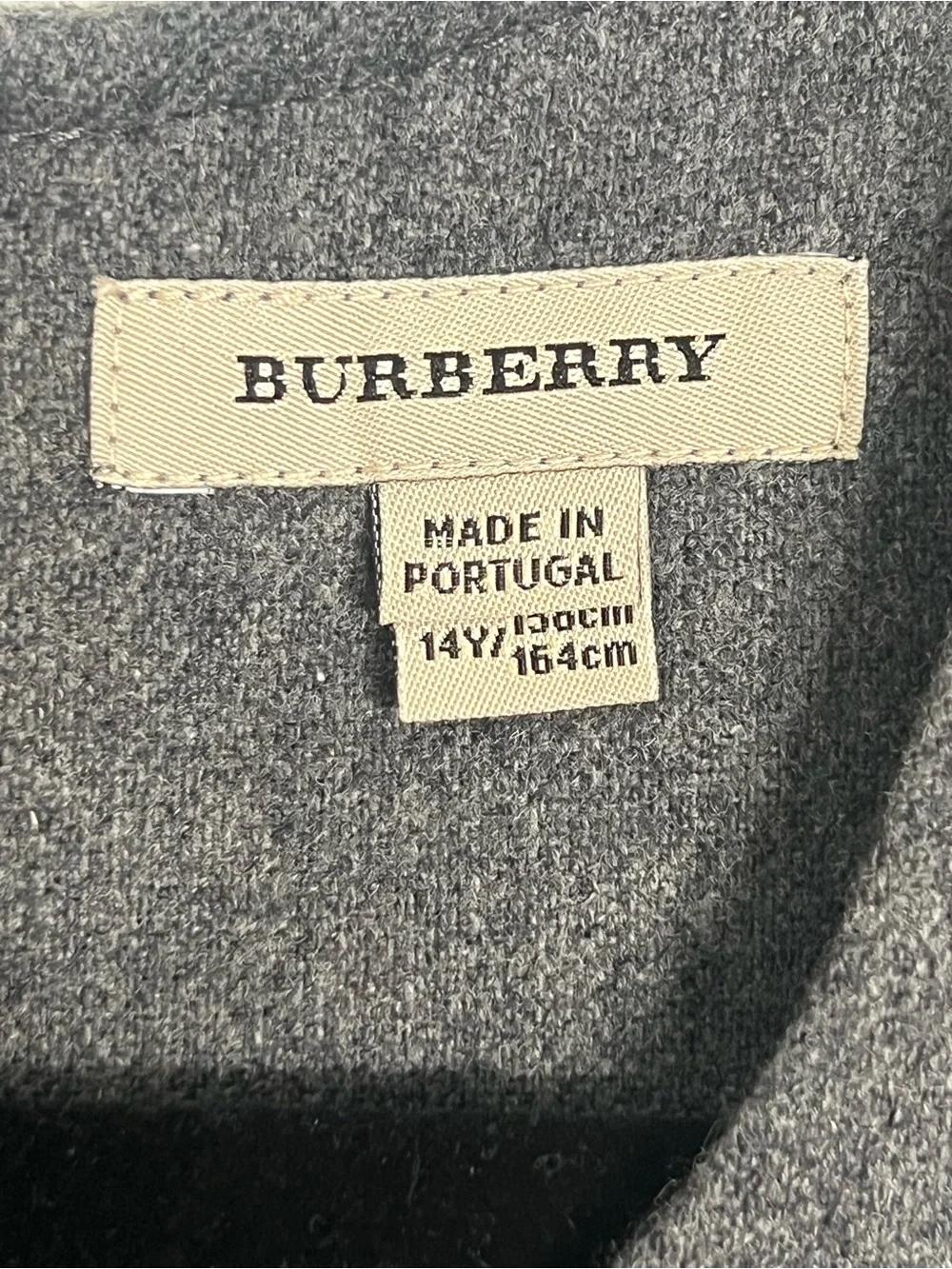 Burberry Girls Wool Jumper Dress Gray with Check Trim & Pink Lining Size 12-14yr